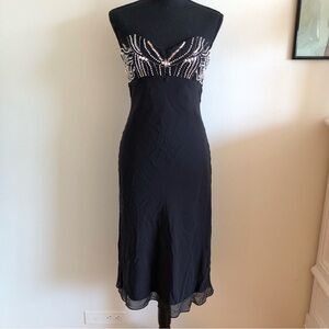 Betsey Johnson Black Strapless Dress with Bead Accents